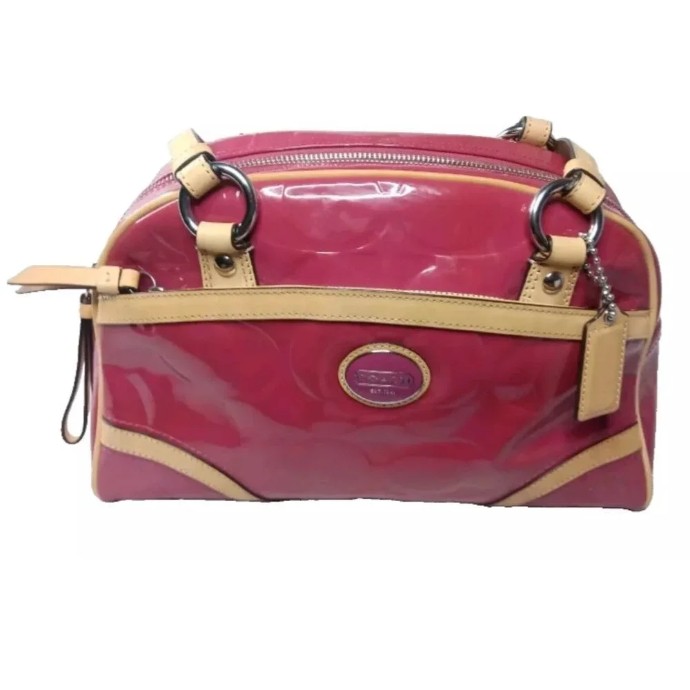 Coach Peyton Embossed Patent Leather Satchel Red Handbag F20065